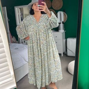 ASOS Floral Maxi Dress in Green and White